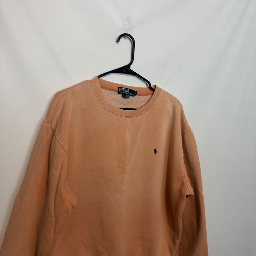 Vintage Polo Ralph Lauren Sweatshirt Mens Large Orange Crewneck Faded Pullover - Picture 2 of 9